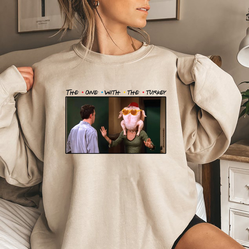 Friends Thanksgiving Sweatshirt Funny Turkey Graphic Hoodie
