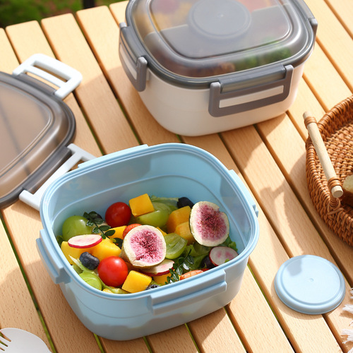 ISN Internet celebrity outdoor camping lunch box salad 1.3L lunch box divided cold picnic crisper bento box