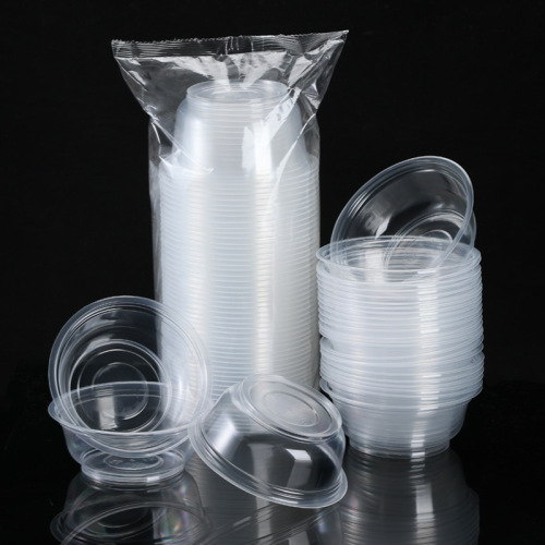 Disposable bowl round plastic lunch box takeaway ice powder packaging box thickened transparent fast food soup bowl with lid wholesale