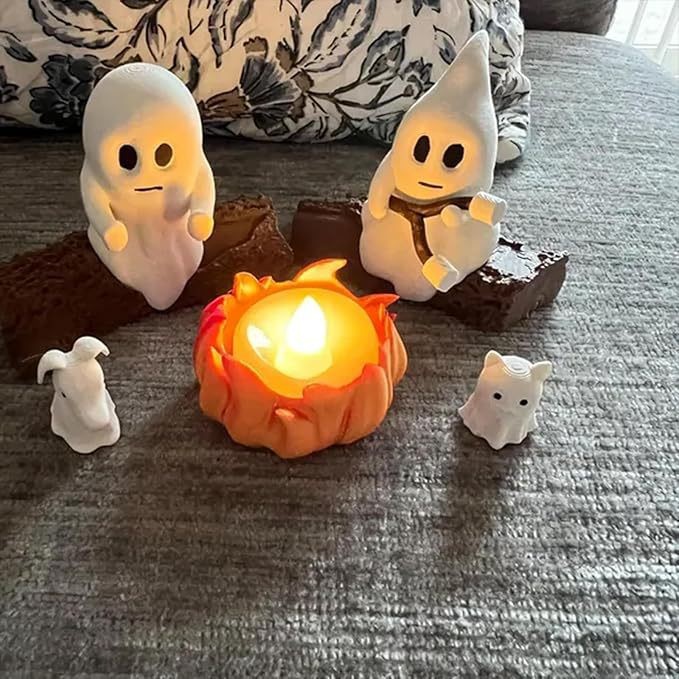  New Ghost Bonfire Party Night Light Resin Crafts Halloween Festive Atmosphere Decoration Ornaments