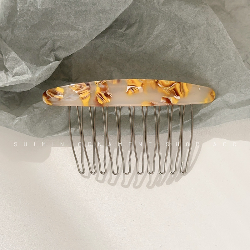 Flequillo en la frente insertar peine pelo roto acabado artefacto acetato horquilla Cabeza trasera femenina insertar reverso peine del pelo horquilla del tocado