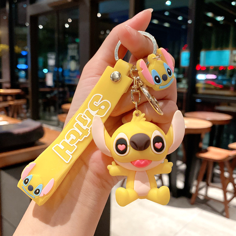 漫画かわいいステッチキーホルダークリエイティブカップルバッグ車のキーチェーンペンダントギフト小物卸売|undefined