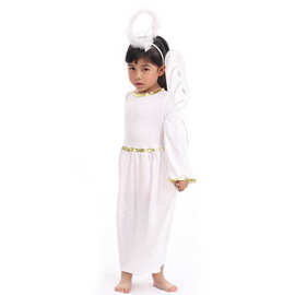 外贸新款万圣节儿童cos演出服节日表演服 白色天使蝴蝶背公主裙