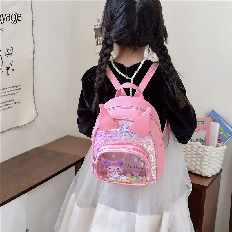 Caricatura transparente esquinilla mochila infantil princesa mini mochila chicas moda lindos arco mochila bebé