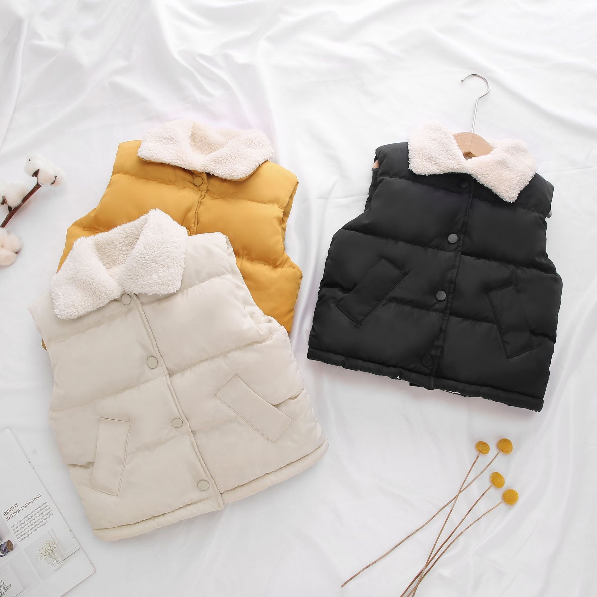 Chaleco de algodón para niños con forro polar para niños y niñas Chaleco de ropa exterior para niños mediano y grandes chaleco protector para niños Otoño e Invierno Nuevo