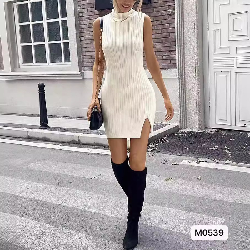 Autumn 2024 Sexy Sleeveless Vest Knitted dress Women's Summer Split Mid-length Slim-fit Bottoming Hip Skirt Autumn 2024 Sexy Sleeveless Vest Knitted dress Women's Summer Split Mid-length Slim-fit Bottoming Hip Skirt