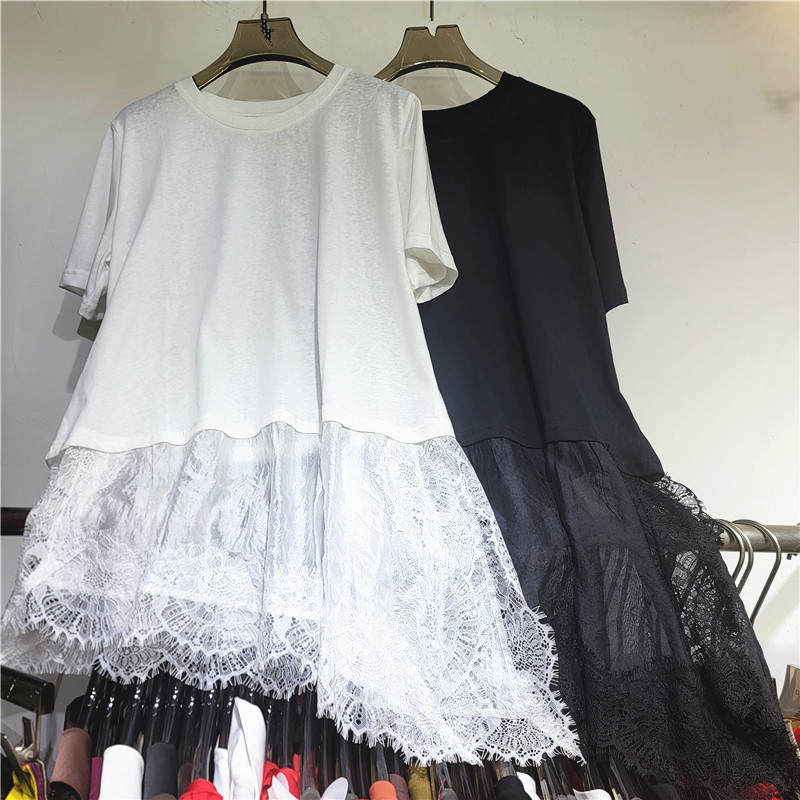 Coreano de encaje irregular cuello redondo camiseta de manga corta para mujeres blusa delgada 2026 primavera y verano nuevo image 1