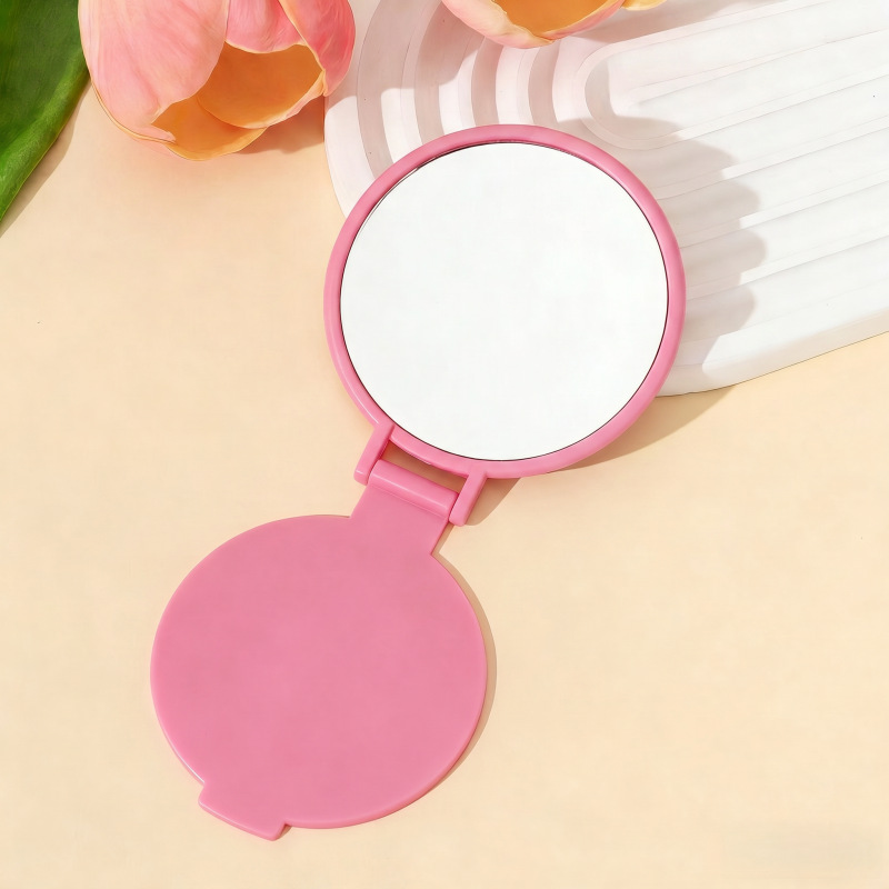 Espejo mini plegable conveniente para llevar con el cuerpo, espejo de maquillaje, espejo de bolsillo redondo, espejo pequeño, espejo publicitario, logotipo impreso, suministro de stock image 7