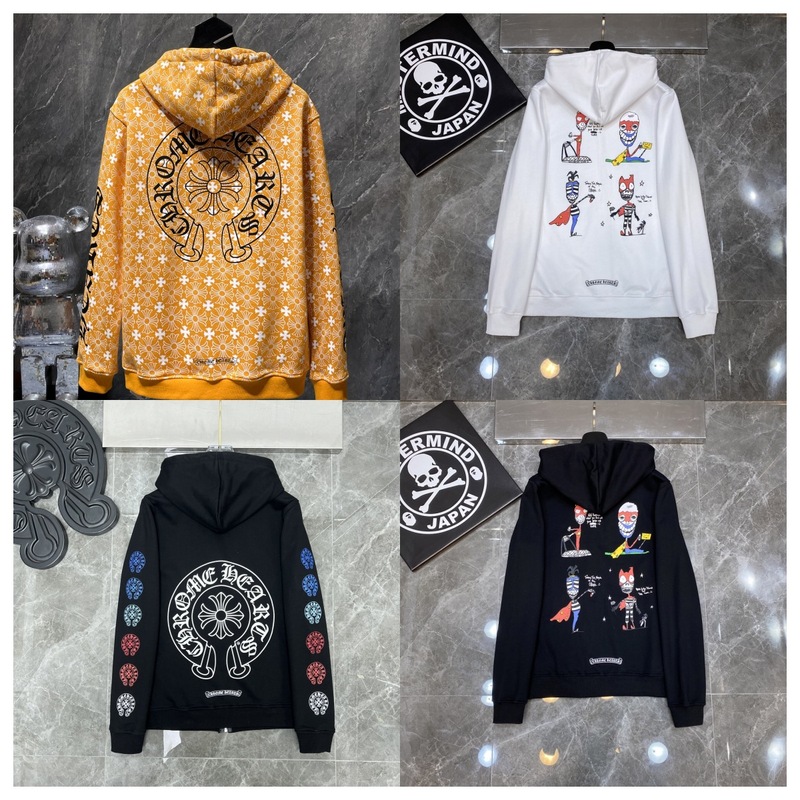 High-Quality Cross-Border Chrome Heart Sanskrit Cross Pattern Printed Zip-Up Sweatshirt