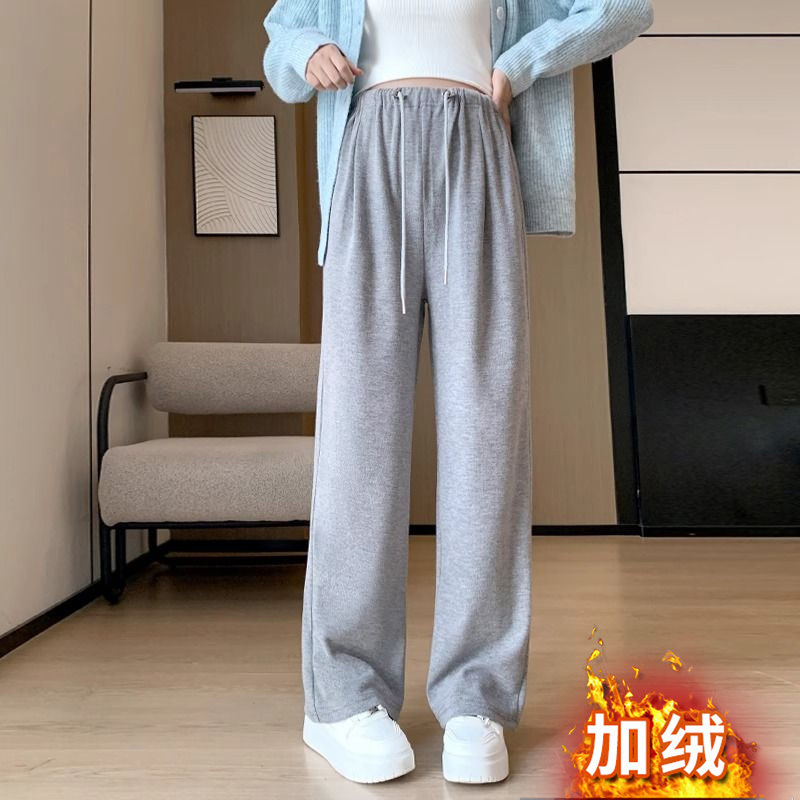 无托腹孕妇裤子春秋外穿秋冬新款抽绳不勒肚子孕期直筒阔腿裤大码|undefined
