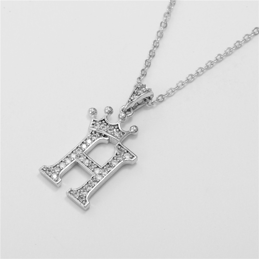 Fashion Micro-inlaid Zircon Crown English Letter Necklace Platinum Necklace Wholesale Nihaojewelry display picture 24