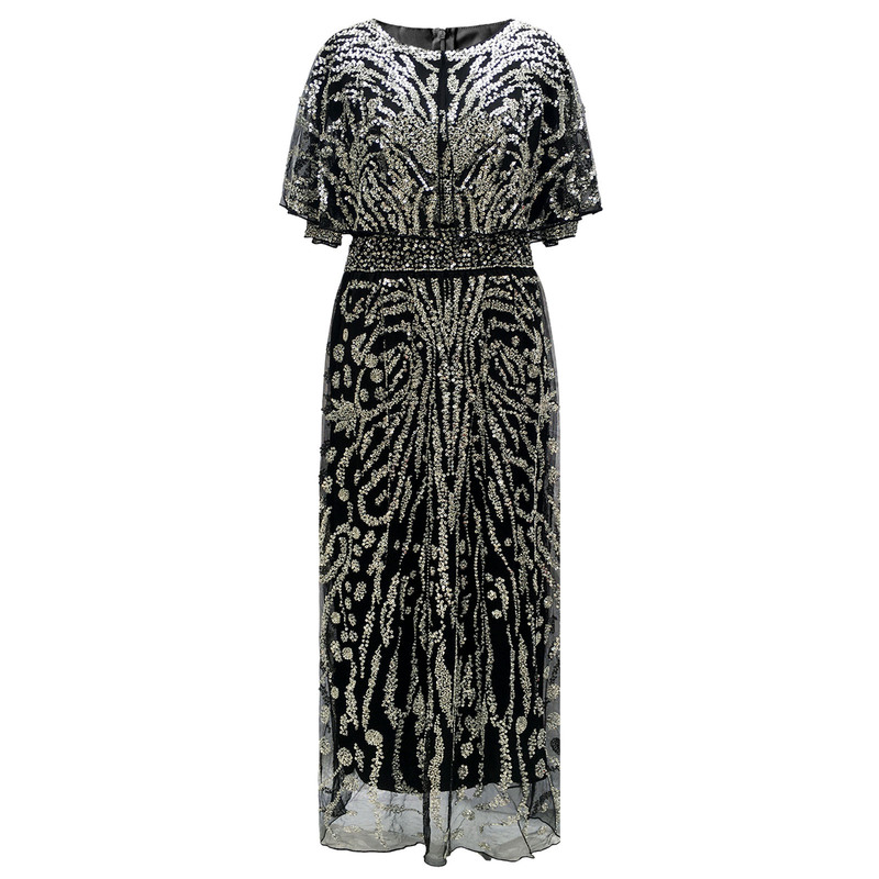 Cross-Border Evening Dress Heavy Beaded Sequin Long Skirt Banquet Prom Party Fake Two-Piece Waist Dress Dubai