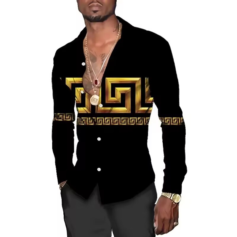2025 Men's Shirt Long Sleeve Shirt 3D Printed Hd Pattern Long Sleeve Lapel Clothes Fashion Casual Shirt