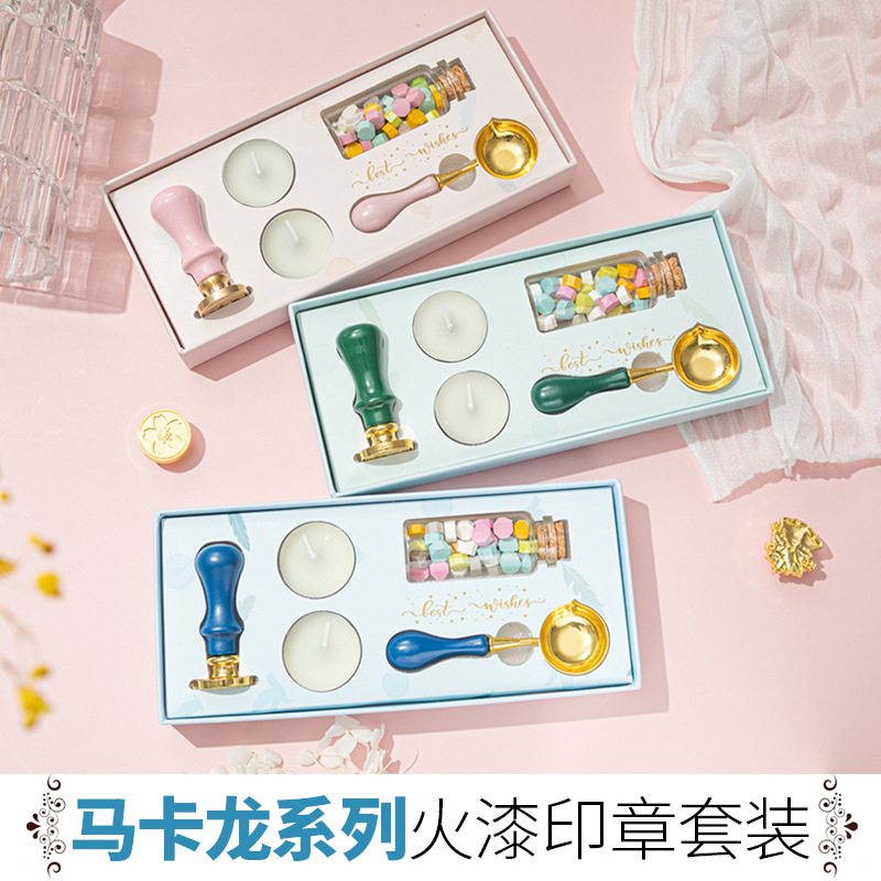 New Fire Paint Seal Set Wholesale Macaron Fire Paint Seal Handbook 520 Valentine's Day Gift Fire Paint Wax Particles