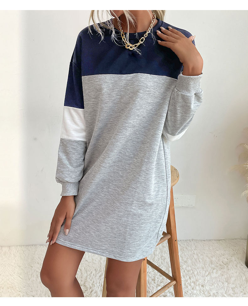 Autumn Women Wear Long Sleeve Color Matching Sweater Dress