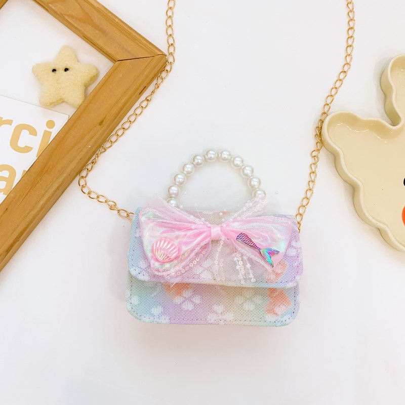 2025 nuevo bolso infantil bolso de perla princesa rosa bolso de hombro para niñas bolso de cambio