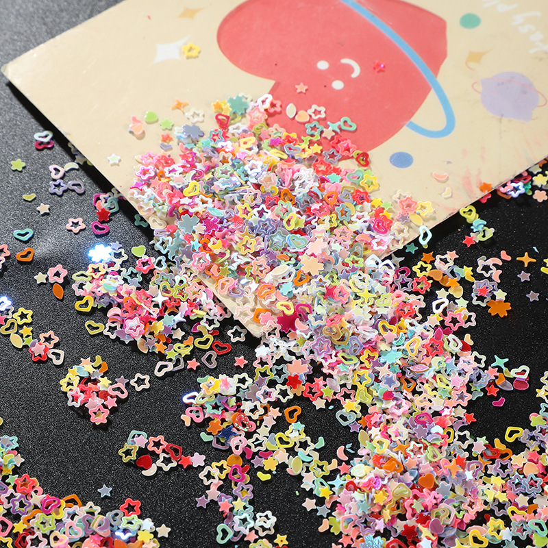 爱心五角星大亮片美甲点缀DIY装饰品配件手机壳滴胶贴片材料ins风