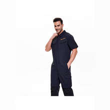 2024夏季新款修身拉链连体套装男士个性短袖短裤连体衣跨境工作服