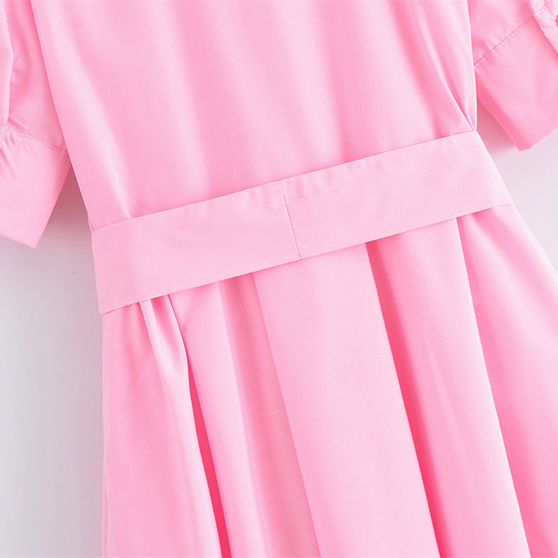 Women's Stylish Elegant Poplin Dress Summer New Arrival Short Sleeved Tie Waist Fashionable Clothing_ecoleips.com