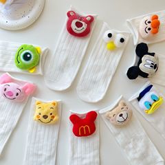 New children's socks white curled doll socks clothing matching cute baby socks cartoon mid-calf socks