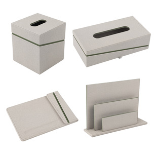 Custom Hotel Leather suit Modern Simple Style Room Service Guide Tissue Box Trash Tray Notes