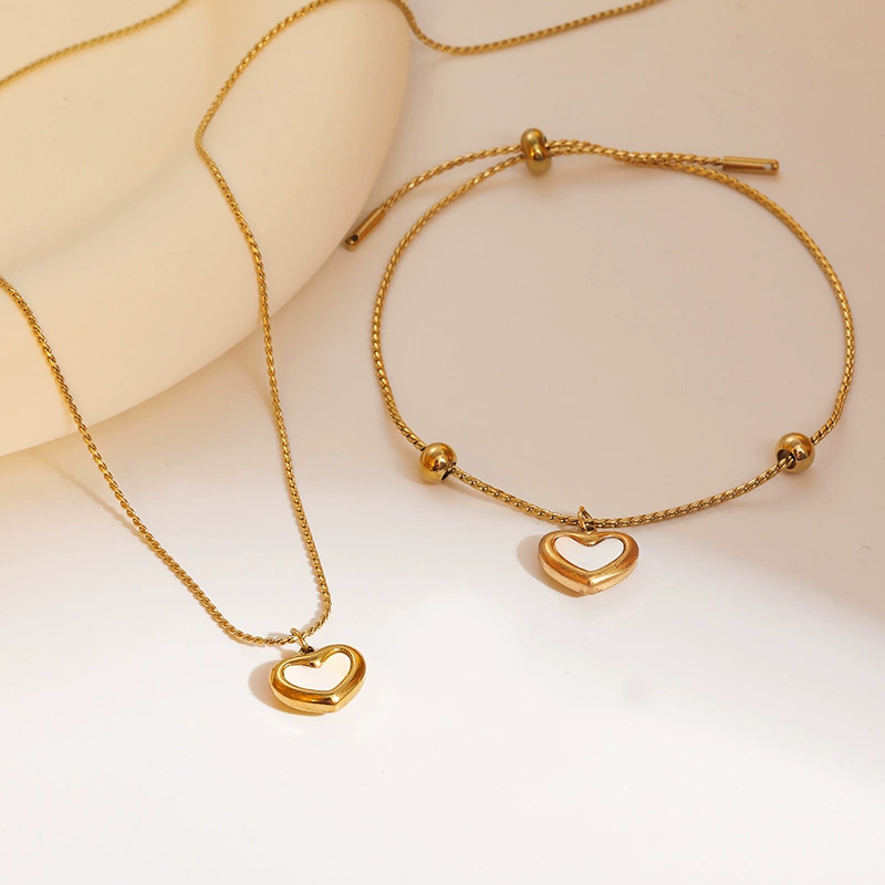 Модное сердце из нержавеющей стали, ожерелье, браслет, высококачественные невыцветающие женские украшения из титановой стали, цепочка на ключицу с эффектом масляной капли 18K