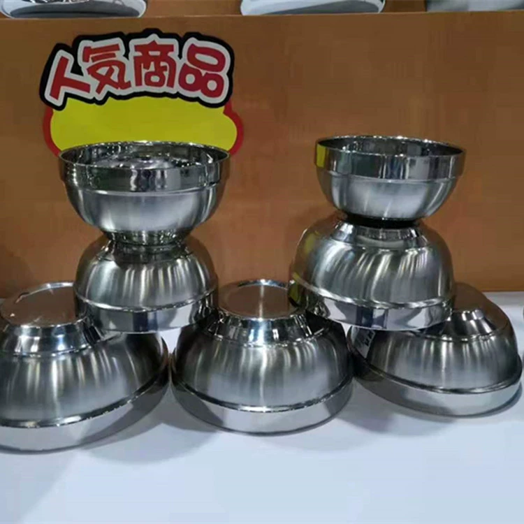 304 Нержавеющая сталь с двойной изоляцией Платиновая чаша Школьная столовая Домашняя чаша для риса Утолщенная емкость Лили Лайт Чаша для супа
