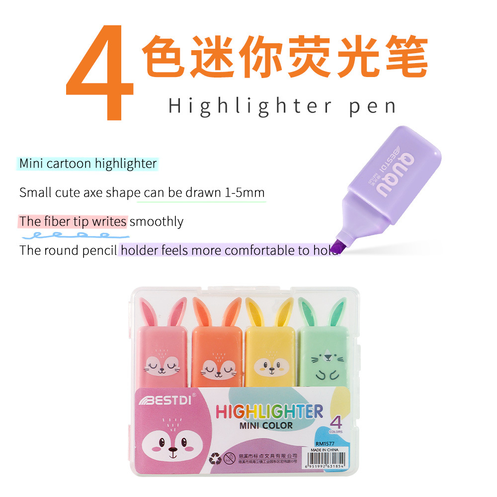 Mini conejo creativo puntero de resaltador de estudiantes cuentas de mano DIY marcador de color macaron puntero de resaltador