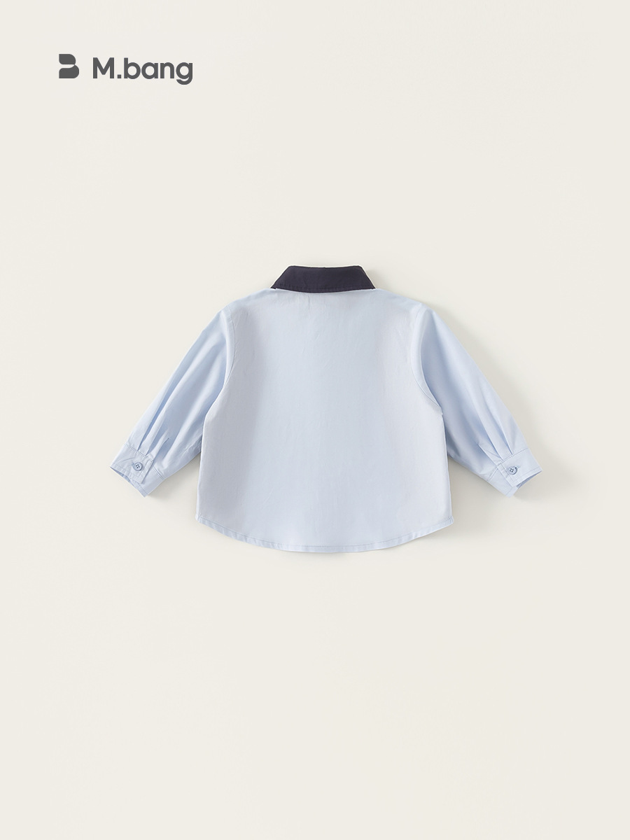 Youbao ropa infantil infantil letras simples con chaqueta de primavera camisa de collar camisa de mangas largas de color contraste para niños