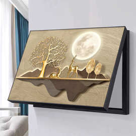 新中式画电表箱装饰画遮丑挂画神器电闸总开关配电箱壁画铝合金框