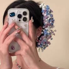 满天星发夹刘亦菲晚宴同款仿真花簇油画风发饰高颜值发抓新娘头饰