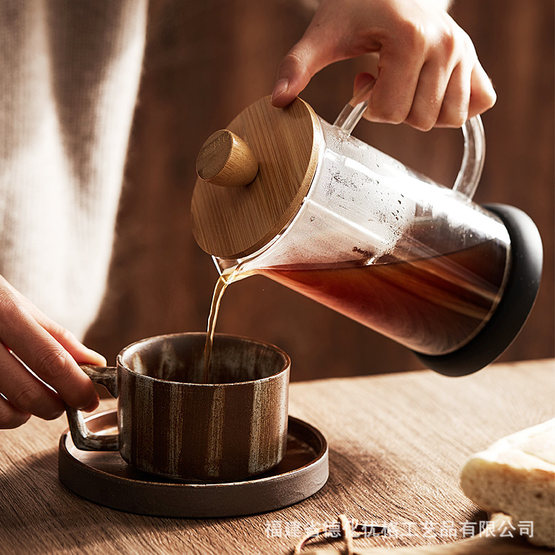 Cafetera de Prensa Francesa de Vidrio de Vidrio de Borosilicato Alto para Hogar y Oficina