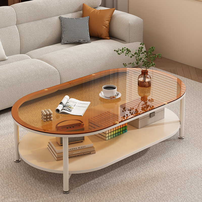 Mesa de té de vidrio temperado sala de estar doméstica tabla de casa pequeña 2025 nuevo estilo de aire crema de alta calidad sofá mesa de té