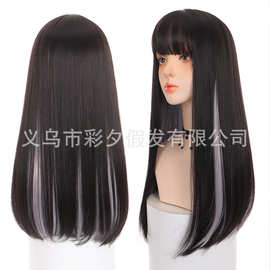 假发女  soc 款欧美假发 女  wig 双色中长卷头发化纤头套