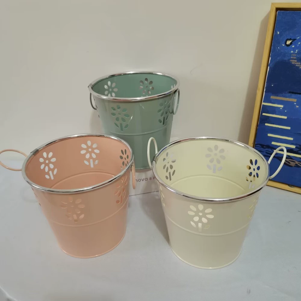 Новое железное украшение дома железное ведро для свечей ведро для хранения круглый полый узор железный лист суккулентный цветочный горшок