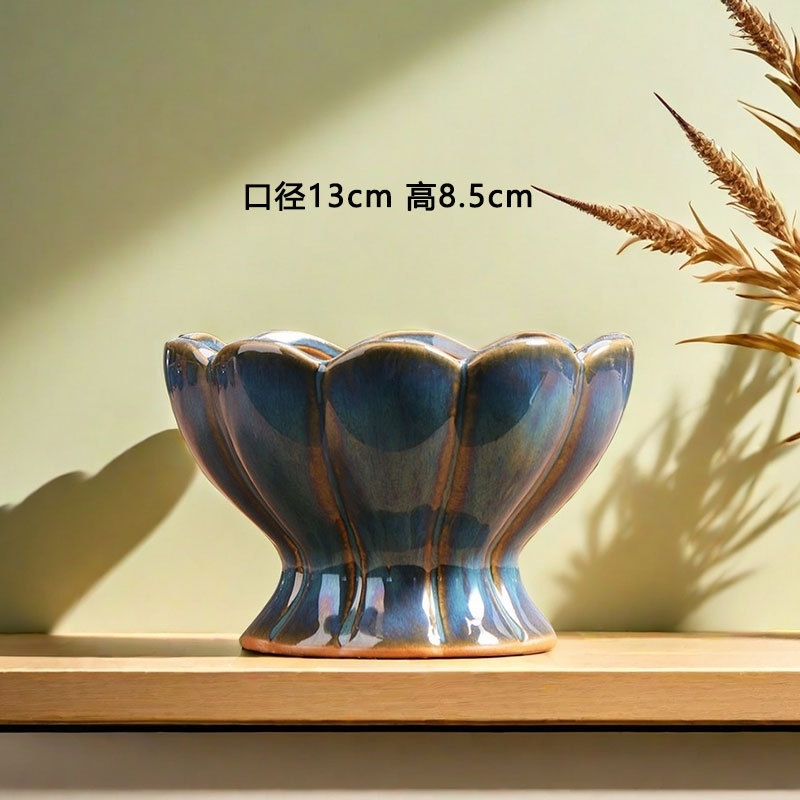 Qunseng maceta de flores de cerámica doméstica maceta de cerámica gruesa de gran calibre maceta de cerámica verde bandeja de flores al por mayor de precios especiales