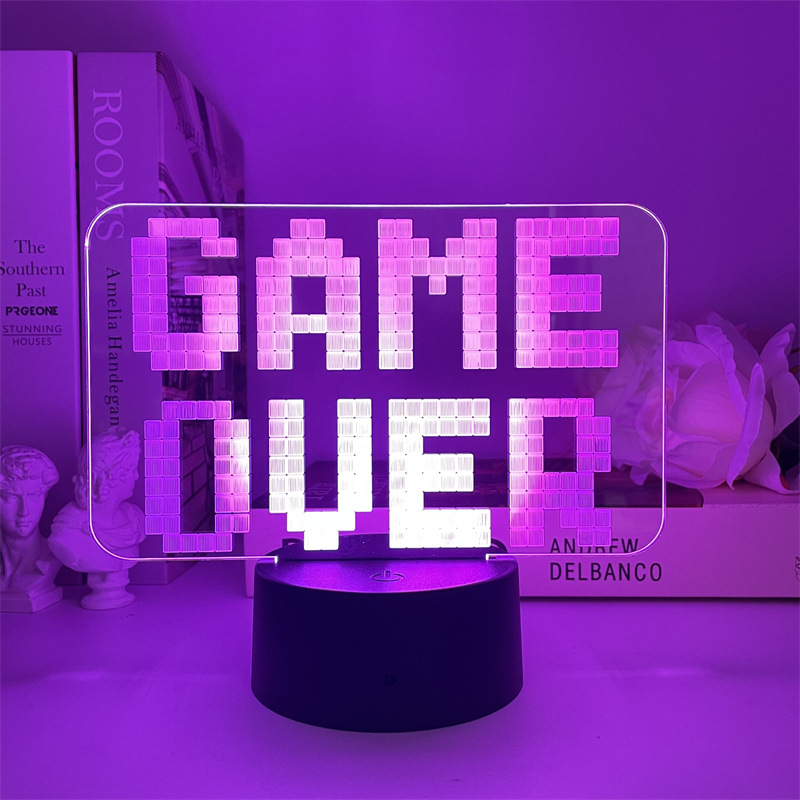 Gamepad icono 3D luz de la noche creativa ps5 colorido gradiente regalo lámpara LED dormitorio lámpara de mesa