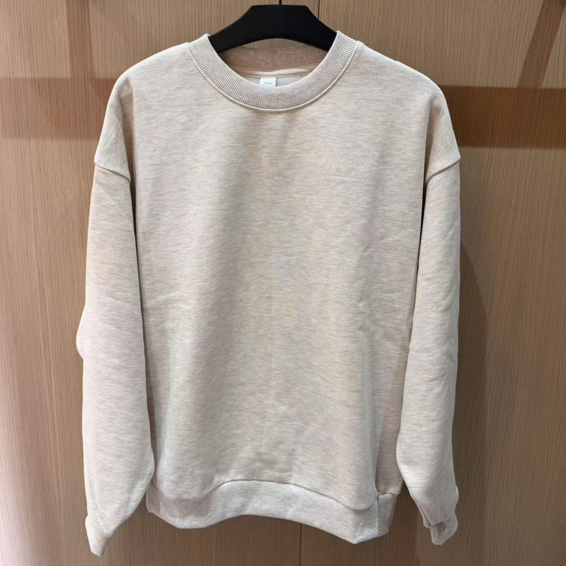 alo yoga 3D silver label round-neck pullover set, loose-fitting, comfortable fleece sweatshirt for autumn and winter, European and American style, suitable for cross-border sales