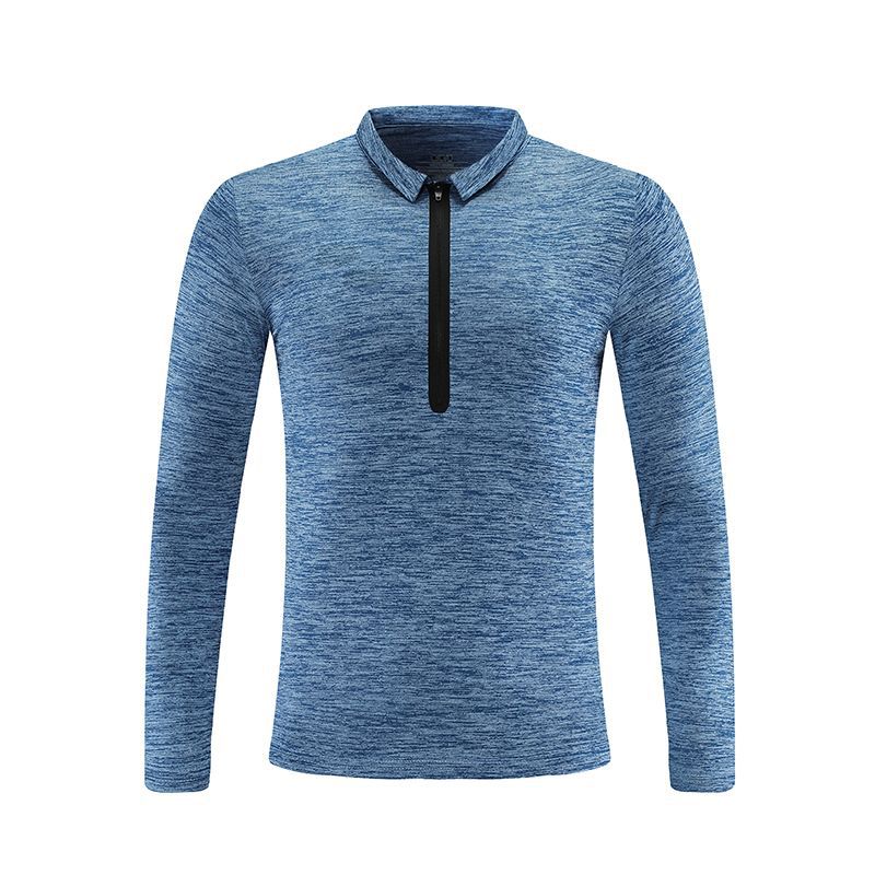 Hombres de primavera y otoño deportes de manga larga media cremallera collar de soporte de secado rápido transpirable camiseta juvenil camiseta casual camiseta superior