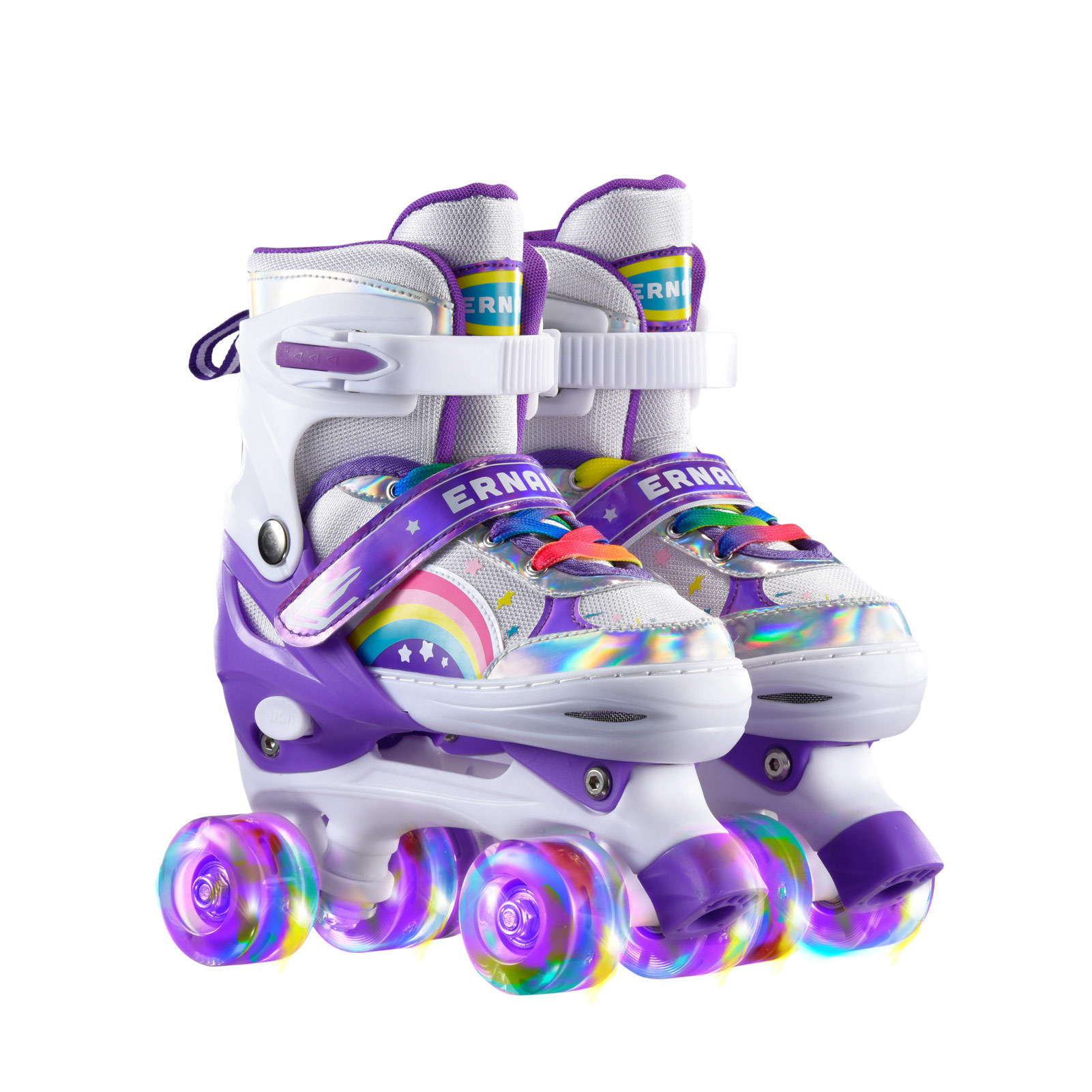 Kids' Double Row Roller Skates Complete Set For Beginners, Adjustable Quad Skates For Boys And Girls_voghion.com