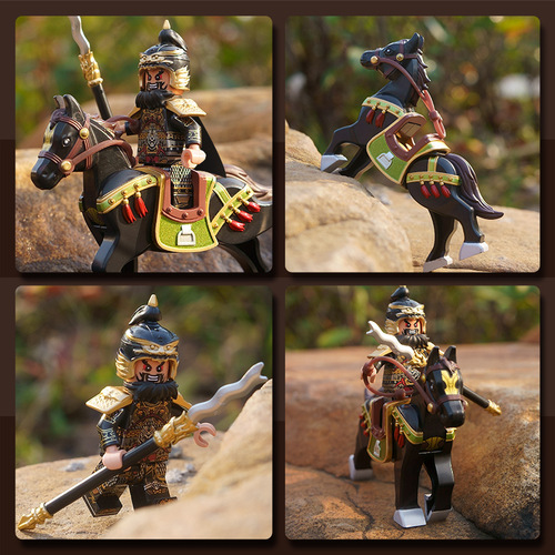 Diku Zhang Fei Yellow Turban Soldier Blind Box Horse Wei Shu Wu Han Minifigure Three Kingdoms Building Blocks Toy Cross-Border War Horse Third Party