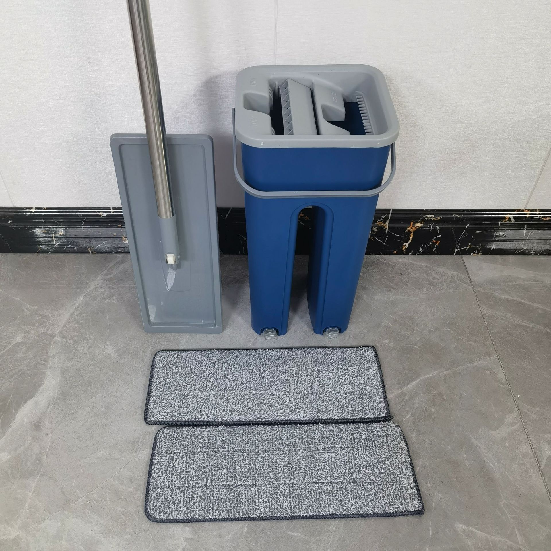 Fregona plana perezosa de moda, uso en seco y húmedo, cubo escurridor, limpieza fácil sin rayar