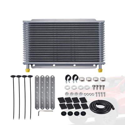 Car Modified Transmission Oil Cooler car radiator - 19-rows-of-silver-with-accessories