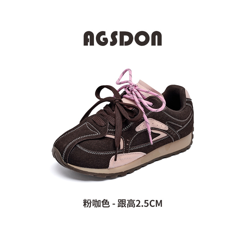 Augu Shi Deng marrón zapatos de entrenamiento para mujeres 2025 nuevo otoño enorme hermoso ballet Gump zapatos casuales