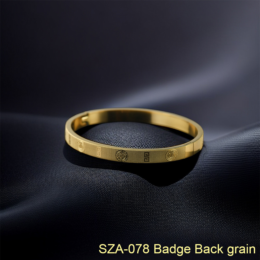 22g Weight Bangle Classification Titanium Steel Chain Material 1 Piece Quantity Holiday, Daily Occasion Titanium Steel Material Symbol Pattern Women's Gender Plating Design Retro Style Retro Symbol Titanium Steel Bangle In Bulk 15