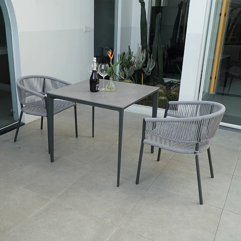 Mesas y sillas al aire libre, tienda de té con leche al aire libre, salón de café, ocio, impermeable, protector solar, jardín, balcón, combinación de ratán