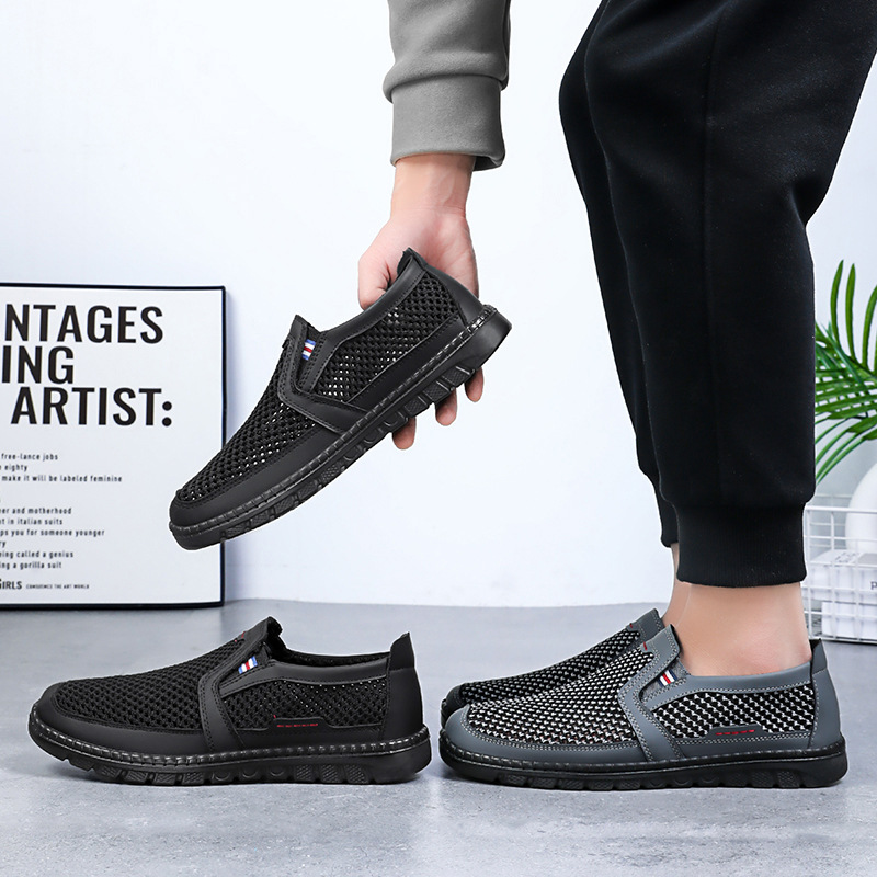 Zapatos de hombre de verano nuevos zapatos de malla de hombre de poliuretano ligero viejos zapatos de tela de Beijing zapatos de mediana edad zapatos de papá grandes