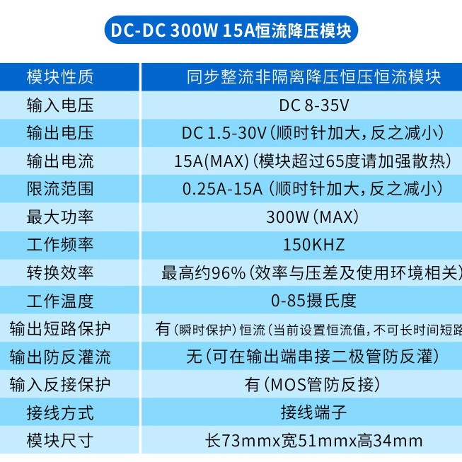 200W 10A 스텝 다운 모듈 DC-DC 동기 정류 일정한 전류 조정 가능한 전원 공급 장치 충전 8-35V 1.5-30V