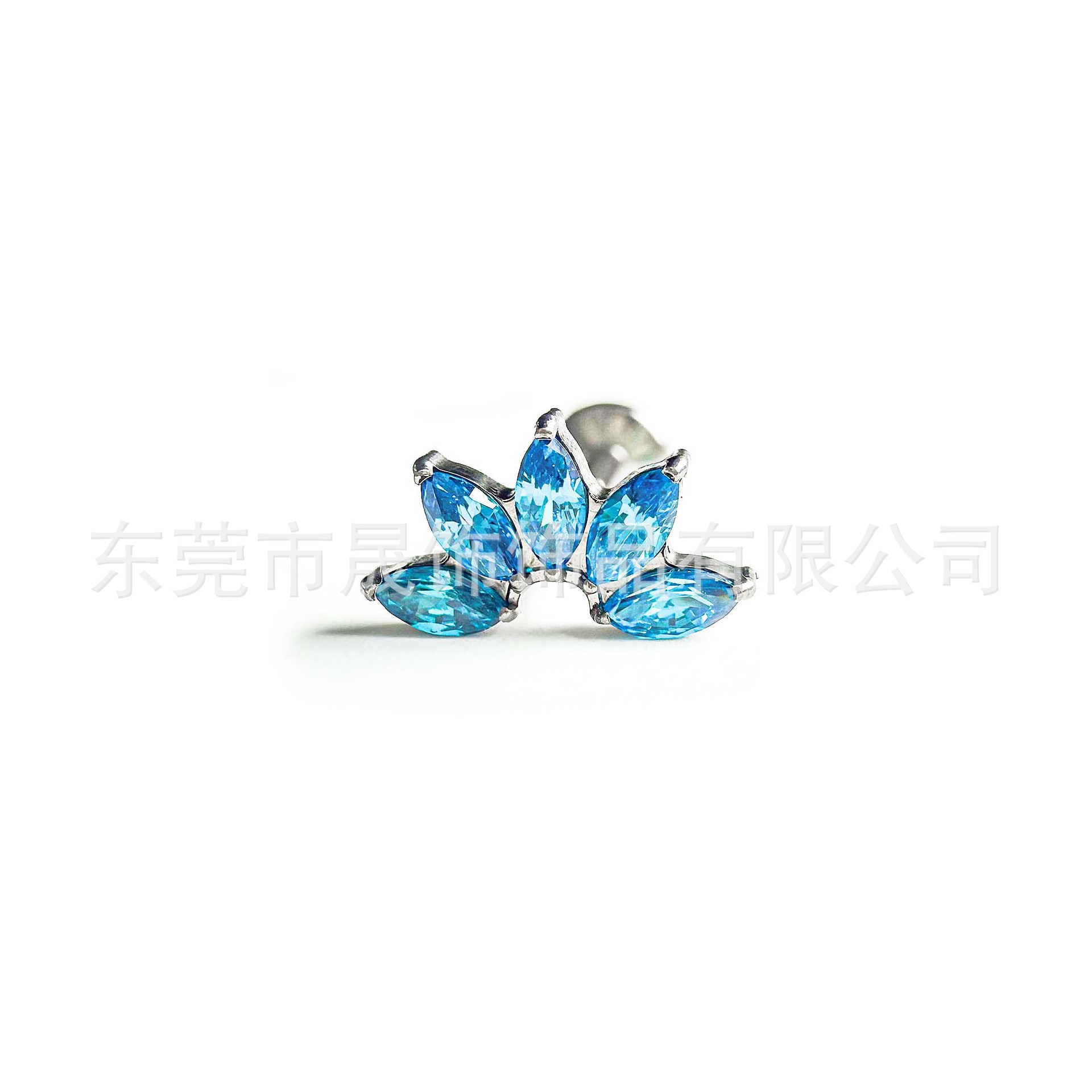 F136 Titanium Ear Stud Studded Cubic Zirconia 马眼 Flower Labret Stud Helix Cartilage Stud G23 Implant Grade Titanium 人体 Piercing Jewelry Accessories