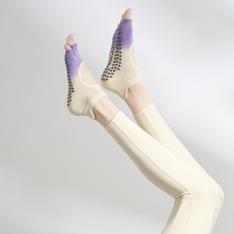 Calcetines de yoga para otoño e invierno, calcetines de cinco dedos, calcetines antideslizantes para Pilates, calcetines deportivos profesionales para mujer con dedos separados, venta al por mayor con espalda abierta.